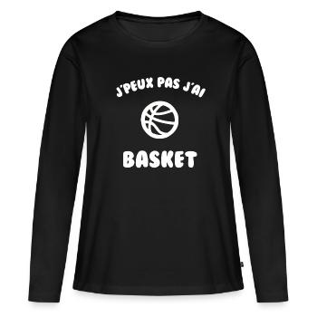 J’peux pas j’ai basket - T-shirt manches longues Premium bio Femme - noir - Devant - Julia (174cm)
