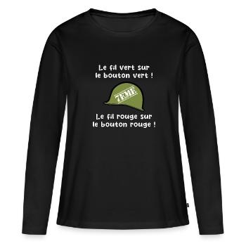 septième compagnie, militaire, militaire humour - T-shirt manches longues Premium bio Femme - noir - Devant - Julia (174cm)