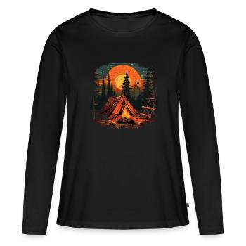 Feu de camp, feu de camp - T-shirt manches longues Premium bio Femme - noir - Devant - Julia (174cm)