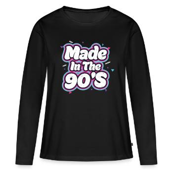 années quatre-vingt-dix - T-shirt manches longues Premium bio Femme - noir - Devant - Julia (174cm)