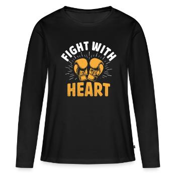 Lutte avec le cœur Boxeur Sports Force Gym Athlète - T-shirt manches longues Premium bio Femme - noir - Devant - Julia (174cm)
