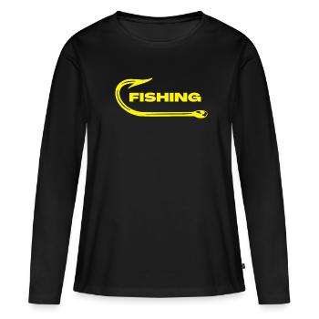 Pêche Pêche - T-shirt manches longues Premium bio Femme - noir - Devant - Julia (174cm)