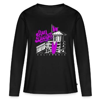 San Diego Kalifornien Westküste Sommer Surfer - Frauen Premium Bio Langarmshirt - Schwarz - Vorne - Julia (174cm)
