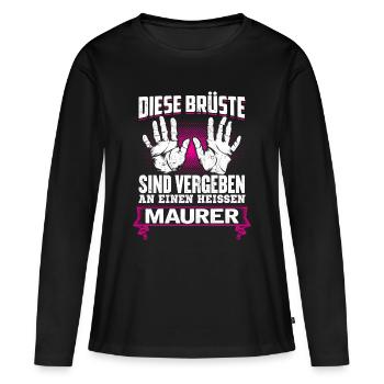 MAURER - Brüste - Frauen Premium Bio Langarmshirt - Schwarz - Vorne - Julia (174cm)