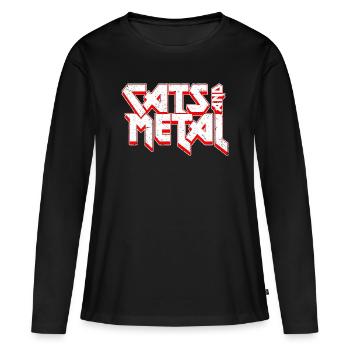Chats et | de métal En police heavy metal - T-shirt manches longues Premium bio Femme - noir - Devant - Julia (174cm)