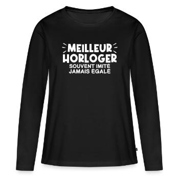Horloger | Je suis le meilleur Horloger - T-shirt manches longues Premium bio Femme - noir - Devant - Julia (174cm)