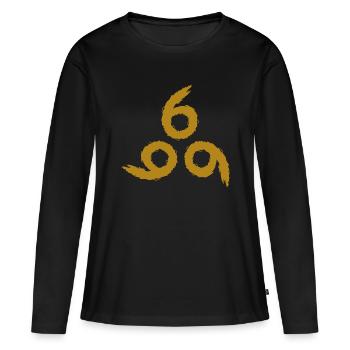 666 Or - T-shirt manches longues Premium bio Femme - noir - Devant - Julia (174cm)