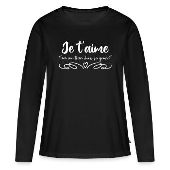 je t aime ou un truc dans le genre - T-shirt manches longues Premium bio Femme - noir - Devant - Julia (174cm)