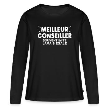 Conseiller | Je suis le meilleur Conseiller - T-shirt manches longues Premium bio Femme - noir - Devant - Julia (174cm)