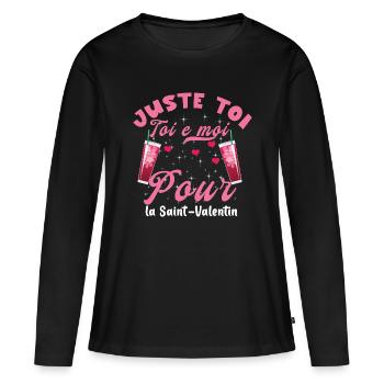 Juste toi et moi pour la Saint Valentin - T-shirt manches longues Premium bio Femme - noir - Devant - Julia (174cm)