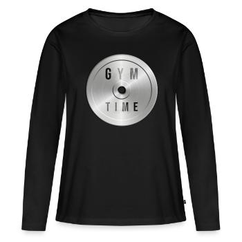 Haltères haltères - T-shirt manches longues Premium bio Femme - noir - Devant - Julia (174cm)