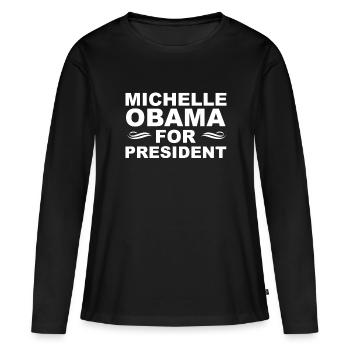Michelle Obama - T-shirt manches longues Premium bio Femme - noir - Devant - Julia (174cm)