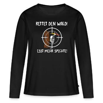 Rettet den Wald - Frauen Premium Bio Langarmshirt - Schwarz - Vorne - Julia (174cm)