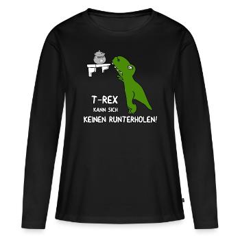 T Rex kann sich keinen runterholen - Frauen Premium Bio Langarmshirt - Schwarz - Vorne - Julia (174cm)