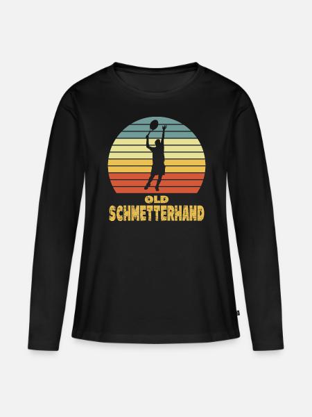 Old Schmetterhand Tennis - Frauen Premium Bio Langarmshirt - Schwarz