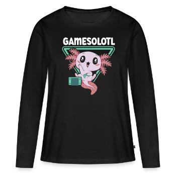 Gamesolotl Videospiel Axolotl Wassertier Gamer - Frauen Premium Bio Langarmshirt - Schwarz - Vorne - Julia (174cm)
