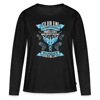 Unmögliches Wird Sofort Erledigt Altenpflegerin - Frauen Premium Bio Langarmshirt - Schwarz - Vorne - Julia (174cm)