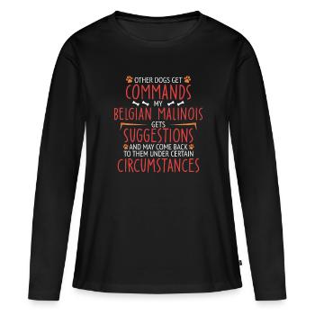 Malinois belge commande Berger belge - T-shirt manches longues Premium bio Femme - noir - Devant - Julia (174cm)