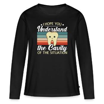 J’espère que vous comprenez la gravité de la situation - T-shirt manches longues Premium bio Femme - noir - Devant - Julia (174cm)