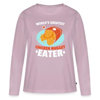 Der weltbeste Chicken-Nugget-Esser Nug Life - Frauen Premium Bio Langarmshirt - Altrosa - Vorne - Julia (174cm)