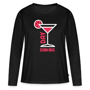 Jour Dinking Drôle Martini Pickleball - T-shirt manches longues Premium bio Femme - noir - Devant - Julia (174cm)
