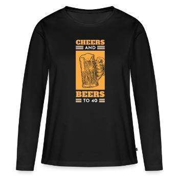 Acclamations et bières pour le 40e anniversaire - T-shirt manches longues Premium bio Femme - noir - Devant - Julia (174cm)