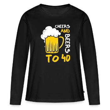 Acclamations et bières pour le 40e anniversaire - T-shirt manches longues Premium bio Femme - noir - Devant - Julia (174cm)