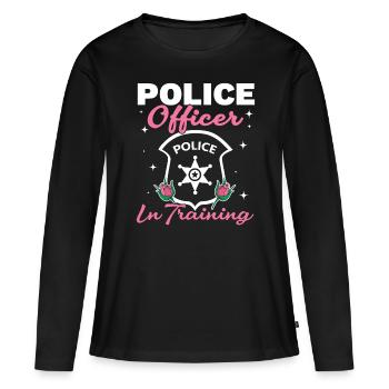 Policier en formation Policier - T-shirt manches longues Premium bio Femme - noir - Devant - Julia (174cm)