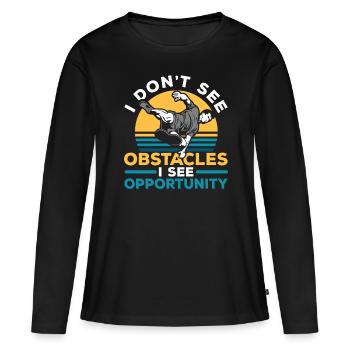 Je ne vois pas d’obstacles, je vois les victimes - T-shirt manches longues Premium bio Femme - noir - Devant - Julia (174cm)