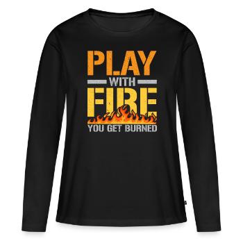 Spiel mit dem Feuer Flammenwerfer Flammenwerfer Lo - Frauen Premium Bio Langarmshirt - Schwarz - Vorne - Julia (174cm)