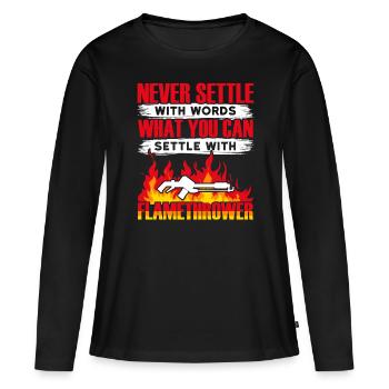 Flammenwerfer Lover Flammenwerfer Hot Burn - Frauen Premium Bio Langarmshirt - Schwarz - Vorne - Julia (174cm)