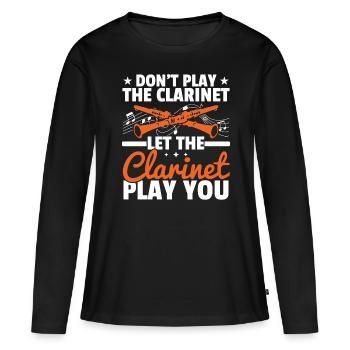 Ne jouez pas de la clarinette, mais de la clarinette - T-shirt manches longues Premium bio Femme - noir - Devant - Julia (174cm)