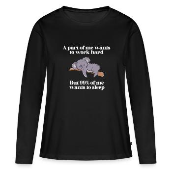 Une partie de moi veut travailler Koala - T-shirt manches longues Premium bio Femme - noir - Devant - Julia (174cm)