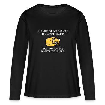 Une partie de moi veut travailler chat - T-shirt manches longues Premium bio Femme - noir - Devant - Julia (174cm)