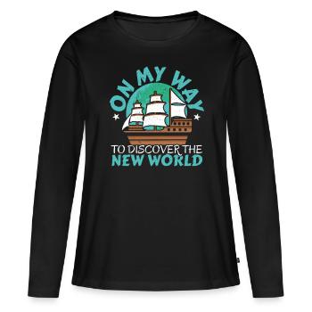 Auf dem Weg zur Entdeckung der Neuen Welt Kolumbus - Frauen Premium Bio Langarmshirt - Schwarz - Vorne - Julia (174cm)