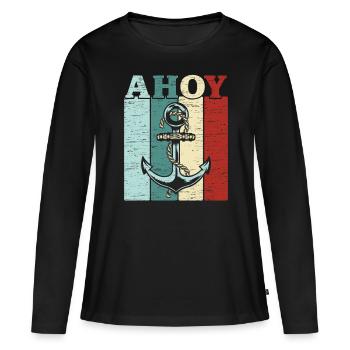 Marin maritime Capitaine Marin Nautique Marin - T-shirt manches longues Premium bio Femme - noir - Devant - Julia (174cm)