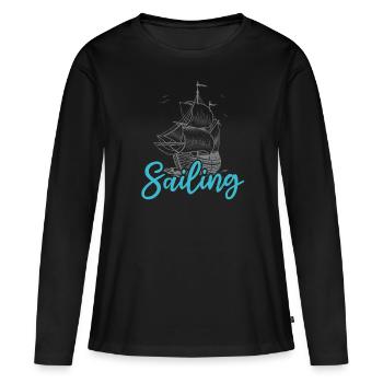 Marin maritime Capitaine Marin Nautique Marin - T-shirt manches longues Premium bio Femme - noir - Devant - Julia (174cm)