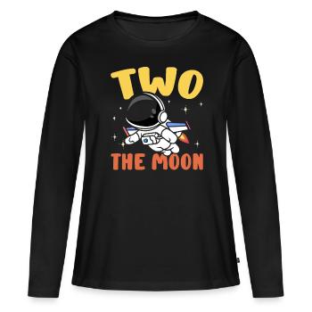 Two of the Moon 2nd Birthday Celebration Outerspace - Women's Premium Organic Long Sleeve Shirt - black - Front - Julia (174cm)