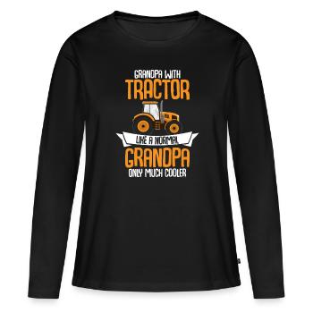 Grandpa with tractor like a normal grandpa only mu - Women's Premium Organic Long Sleeve Shirt - black - Front - Julia (174cm)