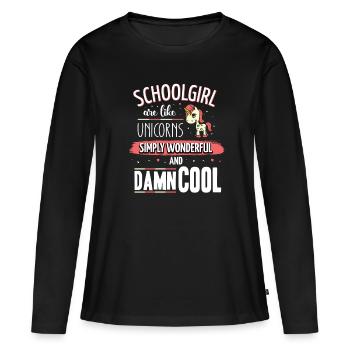 Les écolières sont comme des écolois licornes - T-shirt manches longues Premium bio Femme - noir - Devant - Julia (174cm)