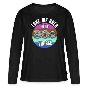 La vie dans les années quatre-vingt - T-shirt manches longues Premium bio Femme - noir - Devant - Julia (174cm)