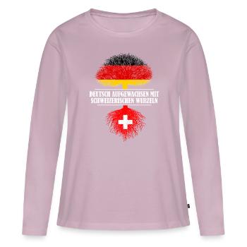Deutsch mit schweizerischen Wurzeln - Frauen Premium Bio Langarmshirt - Altrosa - Vorne - Julia (174cm)