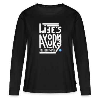 Life is a journey - Frauen Premium Bio Langarmshirt - Schwarz - Vorne - Julia (174cm)