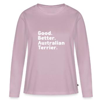 Terrier australien - T-shirt manches longues Premium bio Femme - rose poudré - Devant - Julia (174cm)