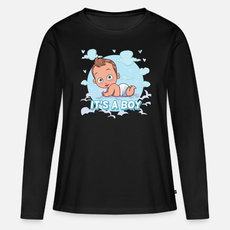 Es ist ein Junge - Frauen Premium Bio Langarmshirt - Schwarz