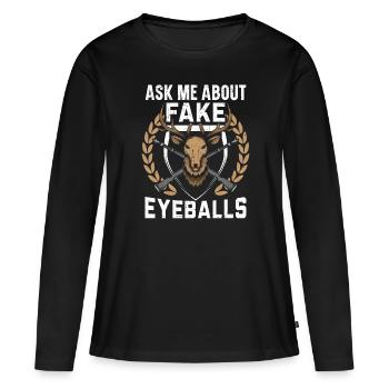 Posez-moi des questions sur les faux globes oculaires chassant les taxis - T-shirt manches longues Premium bio Femme - noir - Devant - Julia (174cm)