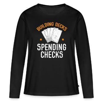 Construire des decks Chèques de dépenses Jeu de cartes à collectionner - T-shirt manches longues Premium bio Femme - noir - Devant - Julia (174cm)