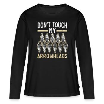 Ne touchez pas à mes pointes de flèches Chasse aux pointes de flèches - T-shirt manches longues Premium bio Femme - noir - Devant - Julia (174cm)