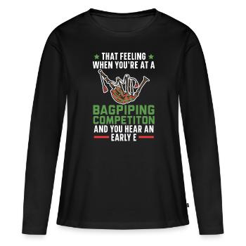 Le sentiment lorsque vous entendez une cornemuse électronique précoce - T-shirt manches longues Premium bio Femme - noir - Devant - Julia (174cm)