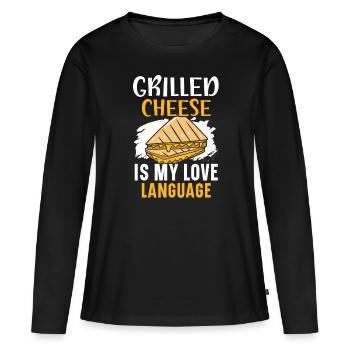Le fromage grillé est ma langue d’amour Foodie Che - T-shirt manches longues Premium bio Femme - noir - Devant - Julia (174cm)
